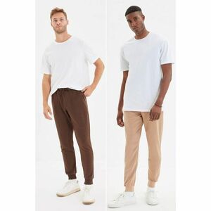Trendyol Brown Men Regular Fit Elastic Leg Basic 2-Pack Sweatpants kép