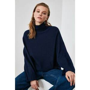 Trendyol Navy Blue Straight Collar Knitwear Sweater kép