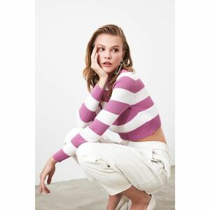 Trendyol Lilac Striped Knitwear Sweater kép