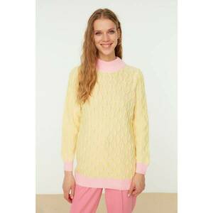 Trendyol Yellow Stand Up Collar Knitwear Sweater kép