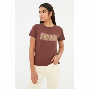 Trendyol Brown Printed Basic Knitted T-Shirt kép