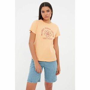 Trendyol Orange Printed Basic Knitted T-Shirt kép