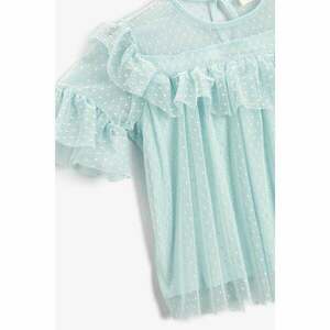 Koton Tulle Crew Neck T-Shirt with Fluffy Ruffled Sleeves kép