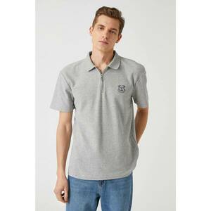 Koton Embroidered Zipper Collar Polo T-Shirt kép