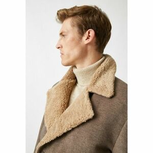 Koton Wool Content Collar Faux Fur Notched Collar Buttoned Pocketed Coat kép