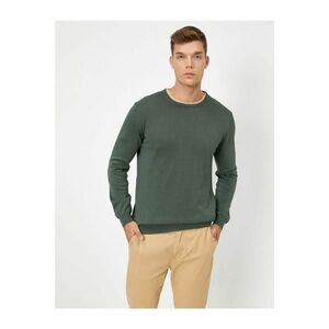 Koton Men's Green Cotton Long Sleeve Crew Neck Slim Sweater kép