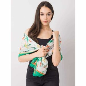 White and green scarf with a colorful print kép