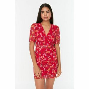 Trendyol Red Patterned Double Breasted Dress kép