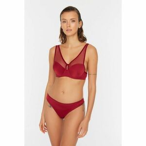 Trendyol Claret Red Tulle Detailed Push-Up Underwear Set kép