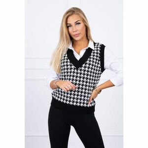 Houndstooth sweater without sleeves black kép