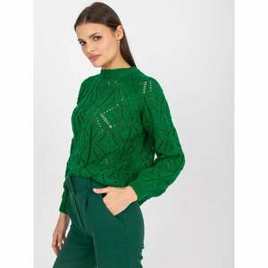 Women's green sweater with openwork RUE PARIS patterns kép
