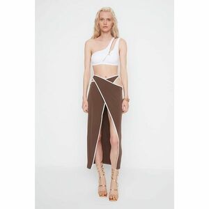 Trendyol X Moeva Brown Slit Detailed Sarong Skirt kép