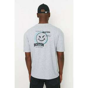 Trendyol Gray Men's Relaxed Fit Crew Neck Short Sleeve Printed T-Shirt kép