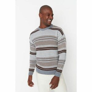 Trendyol Gray Men's Regular Fit Paneled Knitwear Sweater kép