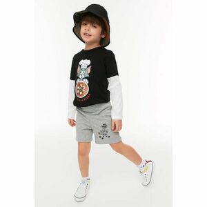 Trendyol Gray Licensed Tom & Jerry Printed Boy Knitted Shorts & Bermuda kép