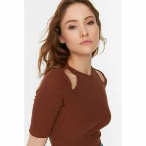 Trendyol Brown Window Detailed Fitted Knitted Blouse kép