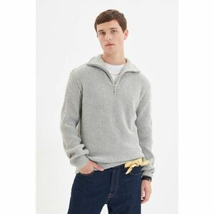 Trendyol Gray Men's Regular Zippered Fisherman Knitwear Sweater kép