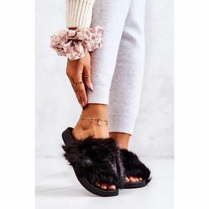 Slippers With Fur Rubber Black Pollie kép