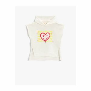 Koton Heart Printed Hooded Sleeveless Sweatshirt with Cutout Detail kép