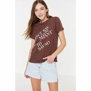 Trendyol Brown Printed Basic Knitted T-Shirt kép