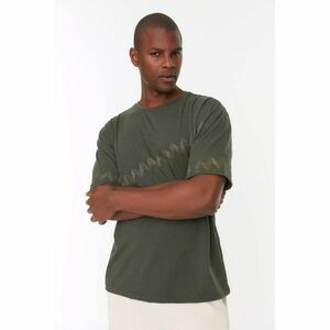 Trendyol Khaki Men's Relaxed Fit Short Sleeved Crew Neck Stitched Detailed T-Shirt kép