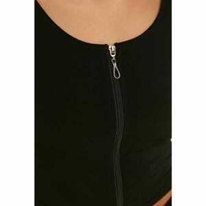 Trendyol Black Zipper Crop Knitted Blouse kép
