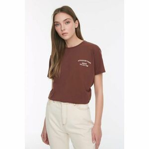Trendyol Brown Printed Loose Knitted T-Shirt kép