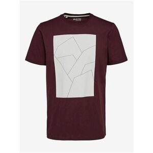 Wine Men's T-Shirt with Printed Selected Homme Marcus - Men's kép