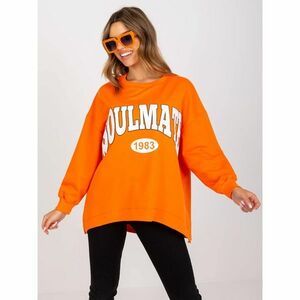 Orange and white oversized cotton sweatshirt for women kép