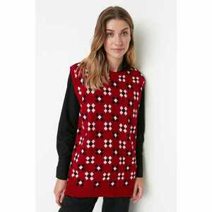 Trendyol Red Square Floral Crew Neck Knitwear Sweater kép