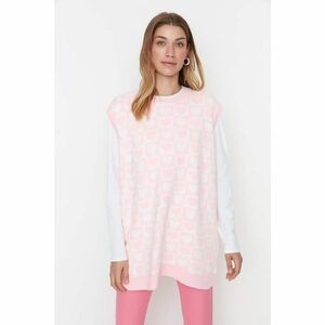 Trendyol Pink Heart Patterned Knitwear Sweater kép