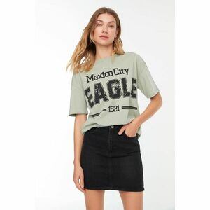 Trendyol Mint Printed Boyfriend Knitted T-Shirt kép