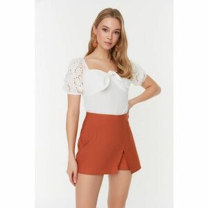 Trendyol Orange Petite High Waist Linen Look Short Skirt kép
