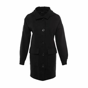 Trendyol Black Wide Cut Oversize Hooded Button Closure Cachet Coat kép