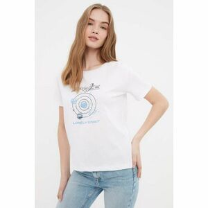 Trendyol White Printed Semifitted Knitted T-Shirt kép