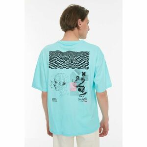 Trendyol Light Blue Men's Relaxed Fit Crew Neck Short Sleeve Printed 100% Cotton T-Shirt kép