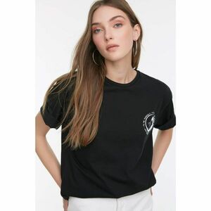 Trendyol Black Front and Back Boyfriend Knitted T-Shirt kép