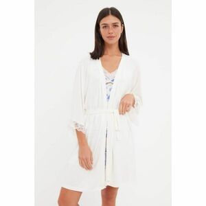 Trendyol White Lace Detailed Viscose Knitted Dressing Gown kép