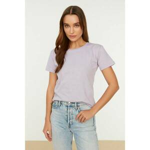 Trendyol Lilac Printed Semifitted Knitted T-Shirt kép