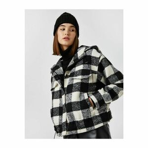 Koton Women's Black Plaid Coat kép