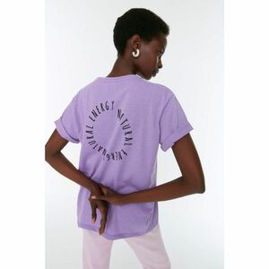 Trendyol Lilac Recycle Printed Boyfriend Knitted T-Shirt kép