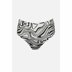 Trendyol Black and White Abstract Pattern High Waist Bikini Bottom kép