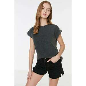 Trendyol Anthracite Washed Basic Knitted T-Shirt kép
