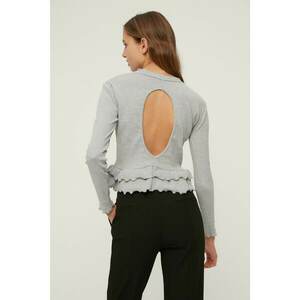Trendyol Gray Knitted Ribbed Ribbed Blouse kép