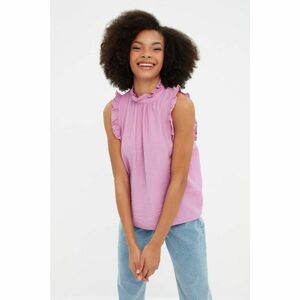 Trendyol Lilac Ruffle Detailed Stand Up Collar Flowy Blouse kép