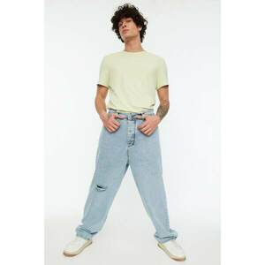 Trendyol Blue Men's Wide Leg Destroyed Jeans kép