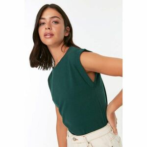 Trendyol Emerald Green Recycle Zero Sleeve Basic Knitted T-Shirt kép