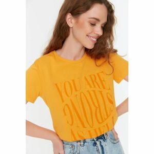 Trendyol Orange Printed Basic Knitted T-Shirt kép