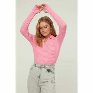 Trendyol Pink Sleeve End Detailed Polo Neck Knitwear Sweater kép