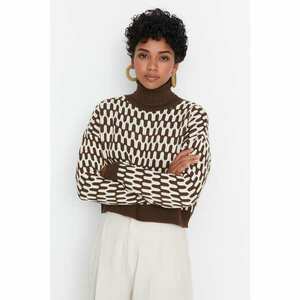 Trendyol Brown Crop Turtleneck Knitwear kép